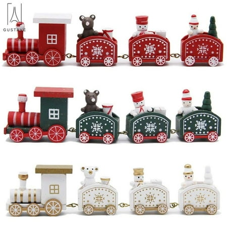 Gustave Christmas Wooden Train Decor Set Christmas Train Toy for Christmas Party Gift Xmas Festival Ornament Home Decor "Red"