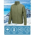 thumbnail image 3 of Little Donkey Andy Men's Waterproof Fleece Lined Jacket, Warm Windproof Golf Windbreaker With Pockets (Olive Green M), 3 of 7