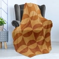 thumbnail image 4 of Rustic Soft Flannel Fleece Throw Blanket, Abstract Style Oak Plank Pattern with Tiled Bound Lines and Oval Curves Image, Cozy Plush for Indoor and Outdoor Use, 60" x 80", Orange and Tan, by Ambesonne, 4 of 5