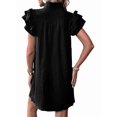 thumbnail image 3 of Women's Short Sleeve Tiered Mini Neck Sun Sundress Dress for Casual Beach Black XXL, 3 of 7