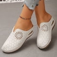 thumbnail image 3 of Rokment Platform Wedge Orthopedic Clogs and Mules Walking Slides Sandals for Women Comfortable Hollow out Floral Leather Arch Support Non Slip Work Nursing Backless Slip on Beige Size 6.5, 3 of 7