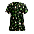 thumbnail image 5 of GEWSEY St Patrick Day Shirts Women Holiday-Themed Clover Print Scrub Tops Soft Cozy Nurse Uniform Shirt (Army Green, L), 5 of 8