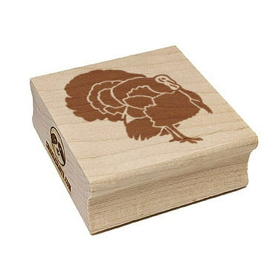 Male Turkey with Feathers Out Thanksgiving Square Rubber Stamp Stamping Scrapbooking Crafting - Small 1.25in