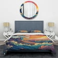 thumbnail image 3 of Designart "Sunset Waves of Kanagawa in Japanese Style II" Japan Art Bedding Covert Set - People Blue Global Bed Set With 2 Shams, 3 of 5
