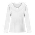 thumbnail image 3 of Olyvenn Faux Fur Trim V Neck Fashion Sweatshirts for Women Solid Loose Xmas Long Sleeve Pullover Holiday Tops Tunic Blouses White 4, 3 of 3