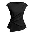 thumbnail image 2 of Women's Crew Neck T-Shirts Short Sleeve Loose Fit Tops Casual Basic Solid Color Tees Black S, 2 of 4