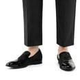 thumbnail image 5 of Men's Velvet Loafers Classic Patent Leather Tuxedo Dress Shoes for Weddings Formal Events Stylish Comfortable Slip-Ons for Men, Black/65, 11 US, 5 of 5