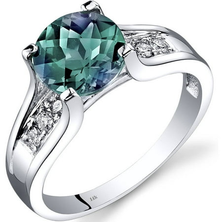Oravo 2.25 Carat T.G.W. Created Alexandrite and Diamond Accent 14kt White Gold Ring