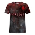thumbnail image 3 of Camisas de Manga Larga para Hombres Imprimir Blusa de Manga Corta de Cuello Redondo, Camisas de Lino para Hombres, 3 of 3