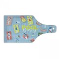 thumbnail image 1 of Pool Party Cutting Board, Doodle Characters Swimming and Enjoying Summer Activities Top View Summer Print, Decorative Tempered Glass Cutting and Serving Board, in 3 Sizes, by Ambesonne, 1 of 2