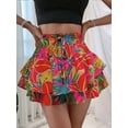 thumbnail image 5 of Women'S High Waist Ruffle Mini Shorts Cute Tiered Short Shorts with Shorts Underneath Red XL, 5 of 7