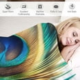 thumbnail image 3 of JRXY Elegant Abstract Peacock Feathers Flannel Fleece Blanket White, 3 of 6