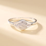 Sterling Silver Geometric Ring with Simulated Diamonds