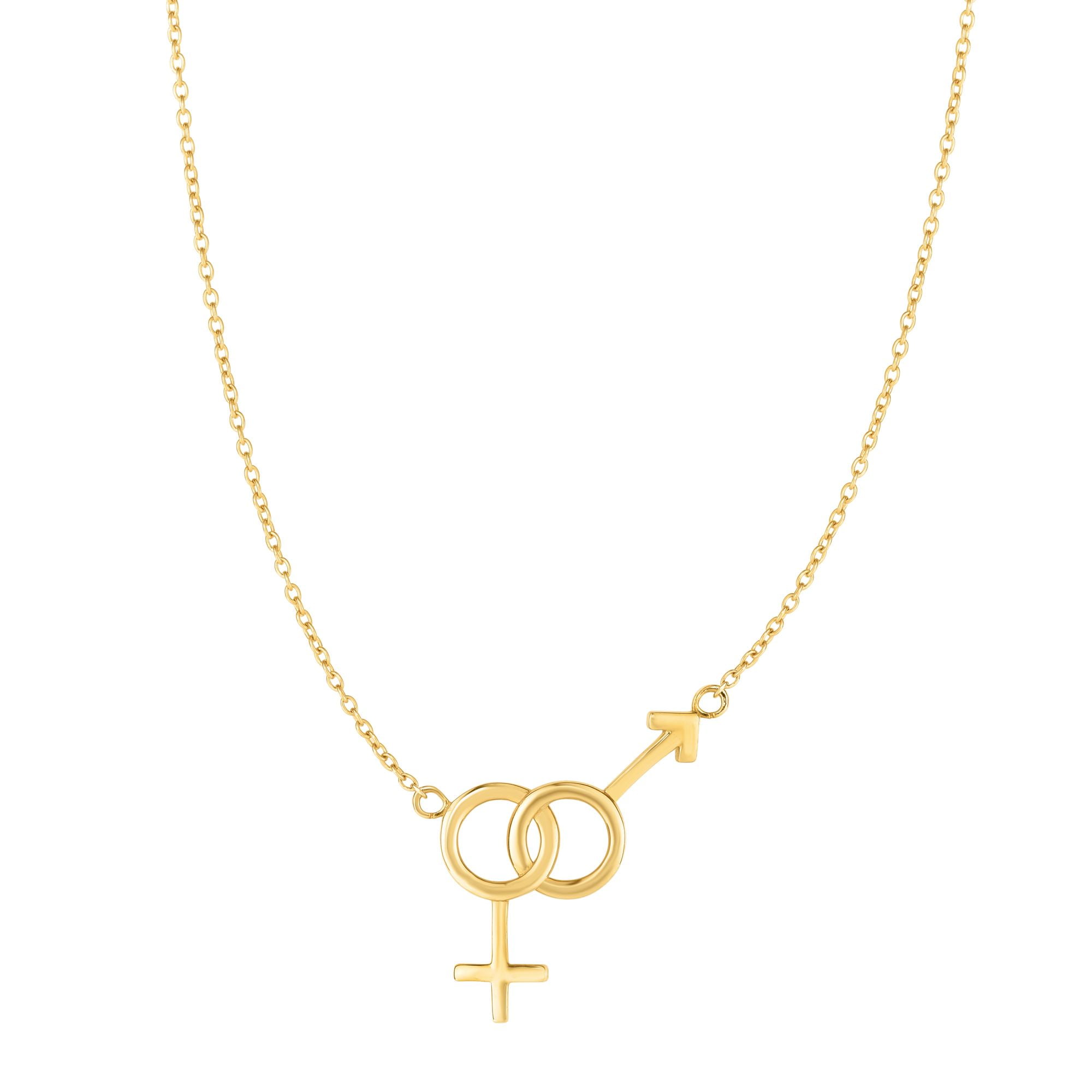14k Shiny Yellow Gold 15x25mm Gender Symbol Pendant Necklace, Lobster Clasp- 18" by JewelStop