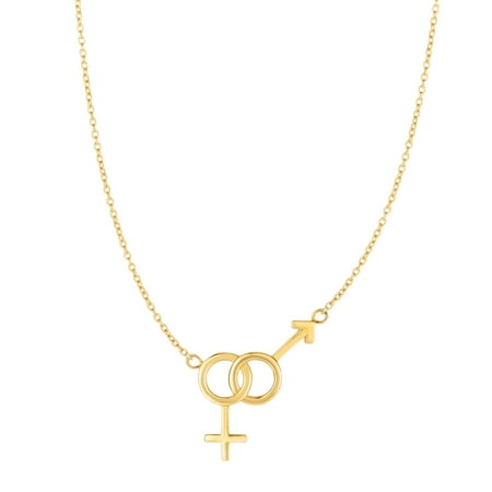 14k Shiny Yellow Gold 15x25mm Gender Symbol Pendant Necklace, Lobster Clasp- 18