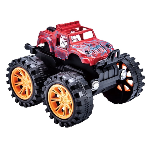 BESTSKY Monster Truck Toy with Giant Wheels, 4WD Friction Powered Push and Go Car, 360 Degree Stunt Transformation Vehicle for Kids Ages 3-7