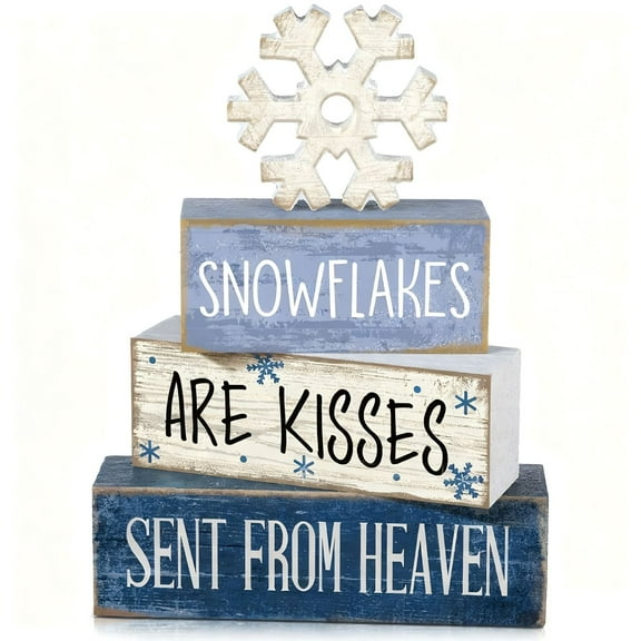 Snowflake Wooden Ornament Tiered Tray Decoration for Christmas Winter Centerpiece Dining Table Home Decor