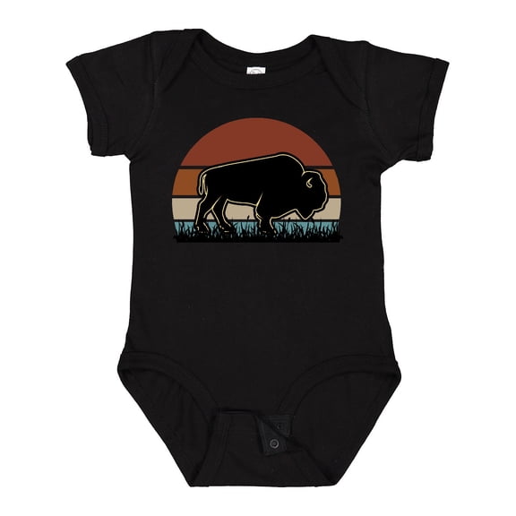 Inktastic Buffalo Retro Sunset Bison Boys or Girls Baby Bodysuit