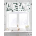 thumbnail image 2 of Geometric Green Linen Curtain Valance for Bedroom/Bathroom/Kitchen/Office/Living/Dining Room Window,Contemporary White Grey Abstract Rod Pocket Topper Decorative Cafe Drapes Panel 42"x12", 2 of 6