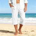 thumbnail image 2 of Migroa Mens Solid Capri Pants Elastic Waist Stretch Casual Trousers Summer Outdoor Beach Bottoms White XXL, 2 of 8