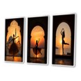 thumbnail image 3 of Designart "Elegance in Sunset Silhouette Dancing Beauty IV" Woman Fashion Photography Framed Wall Art Set Of 3 - Black Glam Frame Canvas Set For Living Room Decor, 3 of 6