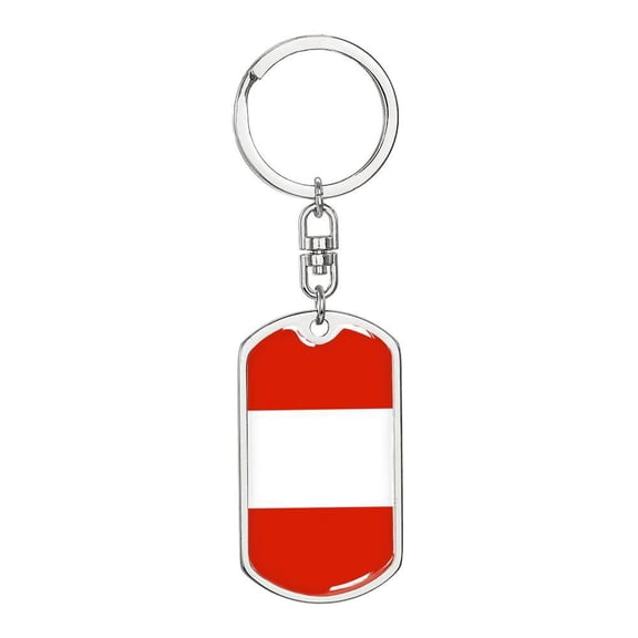 Austria Flag Keychain Dog Tag Stainless Steel or 18k Gold