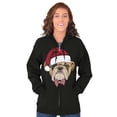 thumbnail image 3 of Cute Santa Pug Bulldog Christmas Unisex Fleece Graphic Zip Up Hoodie Brisco Brands 3X, 3 of 5