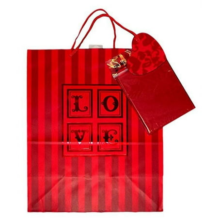 Valentine Medium Gift Bag with Tissue Set 5.75 x 13 x 10.5 Inches
