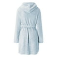 thumbnail image 4 of WZXFASHION Robe de Pyjama en Peluche à Manches Longues avec Poche et Capuche pour Femmes, Couleur Unie, Bleu, TTTG, 4 of 5