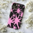 thumbnail image 5 of Edgy Pink Starburst Phone Case, Abstract Retro Star Pattern on Black Background, Durable Protective Cover for iPhone 16 15 14 13 12 11 Pro Max Mini, 5 of 6
