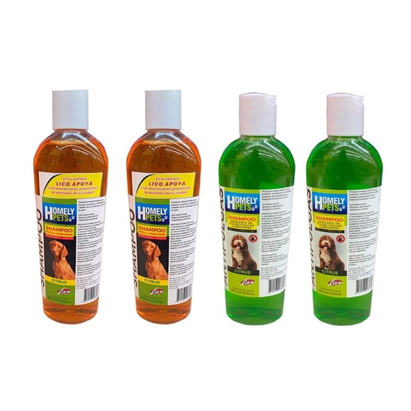 Set de Limpieza para Mascotas Homely Pets Lico Shampoo Regular y Antipulgas 4 piezas