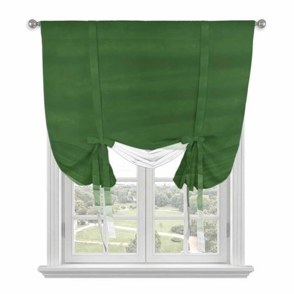 Ombre Waves Tie Up Curtains for Windows, Adjustable Balloon Window Shades, Abstract Art Gradient Sage Green Modern Kitchen Window Treatments Farmhouse Short Curtains with Rod Pocket 42"x45"