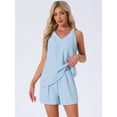thumbnail image 3 of DARING DIVA 2 Pieces Lounge Set Pajama Halter V Neck Cami Shorts Outfit XS Light Blue, 3 of 6