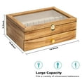 thumbnail image 6 of Fine Silverware Box with Glass Lid, 2-Layer Wooden Silverware Chest with Drawer, 14.5×10.6 Inches Vintage Style Decor Flatware Storage Case for Home&Restaurant (Torched Wood), 6 of 6