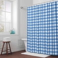 thumbnail image 6 of Blue Checkered Shower Curtain for Bathroom Decor, Farmhouse Classic Waterproof Fabric Shower Curtain, 54"x78" Set with 12 Hooks, 6 of 9