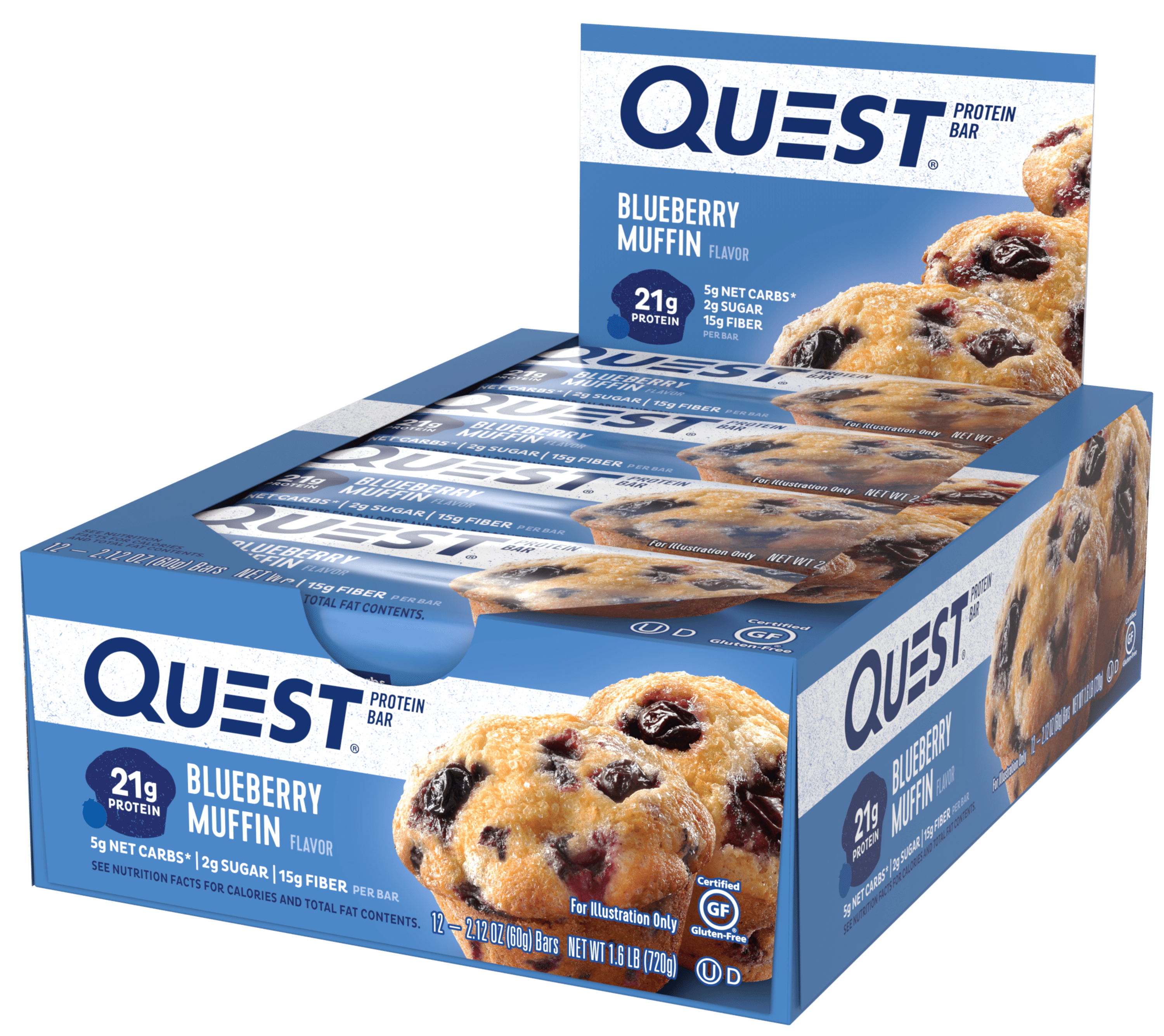 Quest Nutrition Blueberry Muffin Protein Bar, High Protein, Low Carb