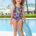 thumbnail image 3 of Uorisanigo Girls Swimsuits Size 9-10 One Piece Purple Hawaiian Floral Sport Halter Swimwear Polyester and Spandex Fabric Beach Bathing Suit, 3 of 7