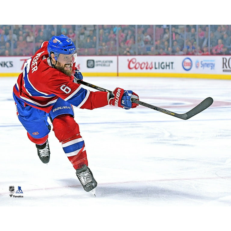 Shea Weber Montreal Canadiens Unsigned Red Jersey Shooting