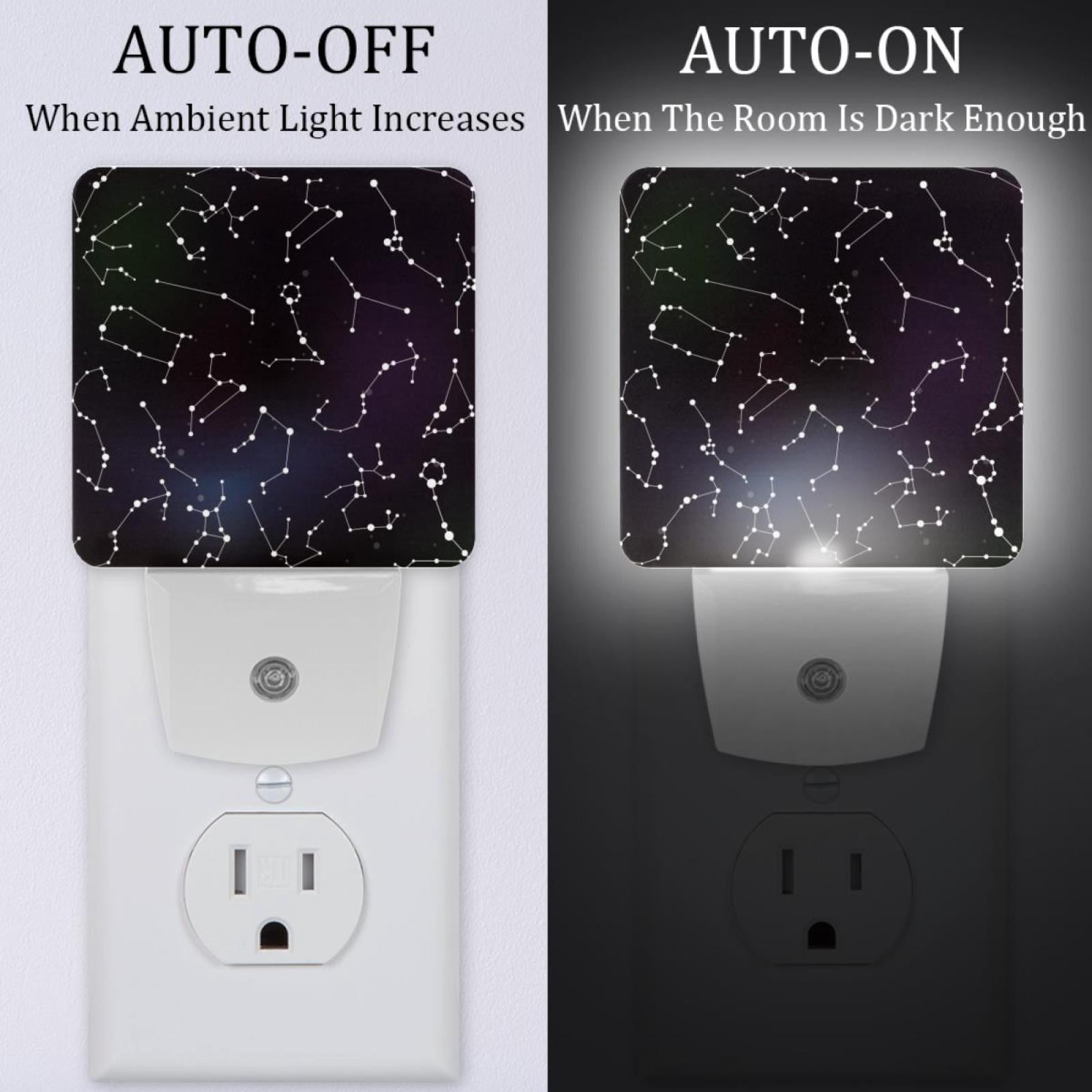 PhooArto Zodiac Stars Spot Connection Plug in LED Night Light Auto Sensor Dusk to Dawn Decorative Night for Bedroom, Bathroom, Kitchen, Hallway, Stairs, Baby's Room, Energy Saving