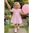 thumbnail image 5 of BemeyourBBs Toddler Baby Girl Big Sister Dress Outfit Kids Baby Girl Summer Plaid Gingham Dress Short Sleeve Letter Embroidery Front Bow Casual A-Line Dress, 5 of 9