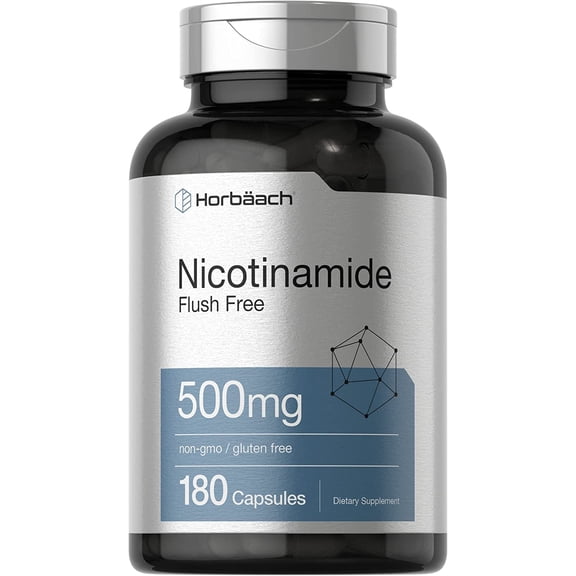 Nicotinamide | 500mg | 180 Capsules | Non-GMO and Gluten Free Supplement | by Horbaach