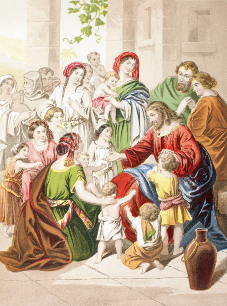 Jesus Blessing Little Children Suffer The Little Children To Come Unto Me From The Holy Bible Published By William Collins Sons & Company In 1869 Chromolithograph By JM Kronheim & Co Canvas Art - Ken