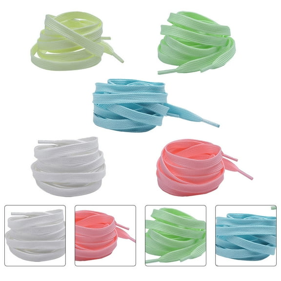 Raindrops 5 Pairs Luminous Shoelaces for Sneakers Blending Material White Pink Yellow Green Blue 100in