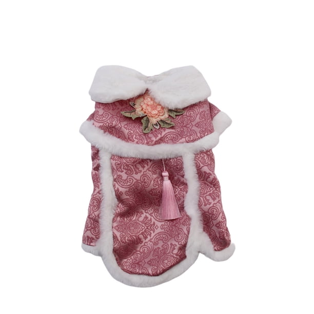 Greeniant Ropa para mascotas Cálido Mantener Cómodo Estilo chino tradicional Ropa para mascotas Trajes Tang Abrigos Disfraces Otoño Invierno frío Ropa para mascotas Rosado SG Greeniant PT000678-10