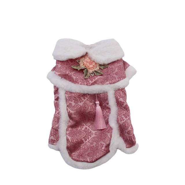 Greeniant Ropa para mascotas Cálido Mantener Cómodo Estilo chino tradicional Ropa para mascotas Trajes Tang Abrigos Disfraces Otoño Invierno frío Ropa para mascotas Rosado METRO Greeniant PT000678-08