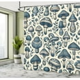thumbnail image 2 of Ambesonne Mushroom Shower Curtain, Bicolour Boho Woodland Art, 69"Wx70"L, Ivory and Slate Blue, 2 of 4
