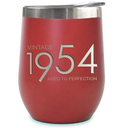 1954 65th Birthday Gifts for Women and Men Red 12 oz Insulated Stainless Steel Tumbler | 65 Year Old Presents | Mom Dad Wife Husband Present | Party Decorations Supplies Anniversary Tumblers Gift th (Best 20 Year Anniversary Gift For Wife)