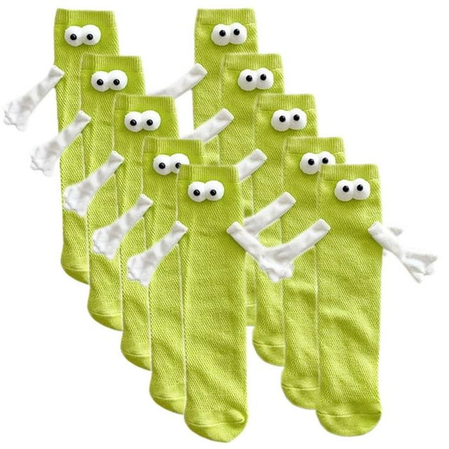 Calcetón Magnéticas Transpirables MagSoxLimeGreen 4Pares Verde Limón 5-9.5US Animados Calcetines Tubo Medio Magnéticos P