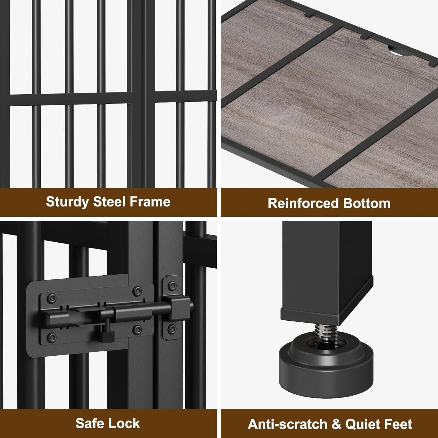 POAO 41"Dog Crate Furniture Foldable,No Assembly Dog Kennel Indoor for Large Dog(40-65 lbs),Dog Cage with Adjustable Bowls &Name Tag,End Table