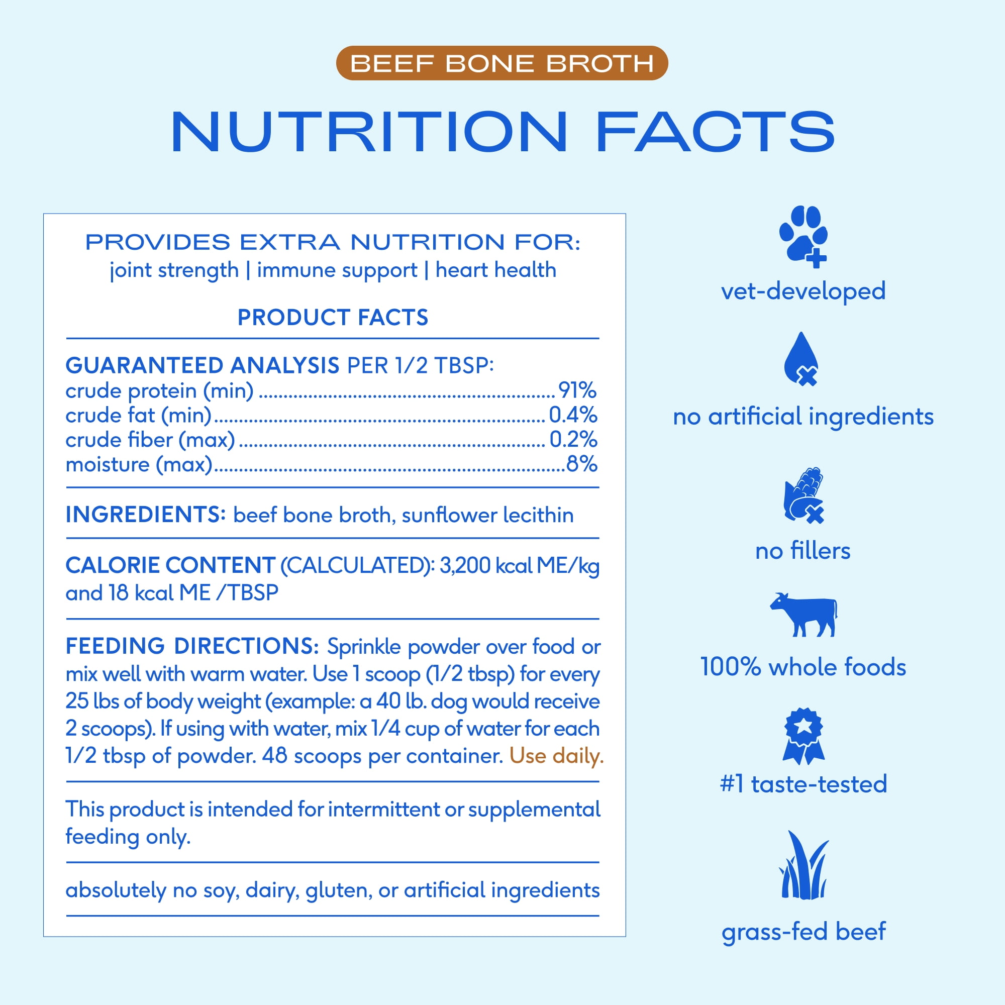 Native Pet Grass Fed Beef Broth, Bone Broth Protein Powder Food Topper for Dogs & Cats, 9.5oz